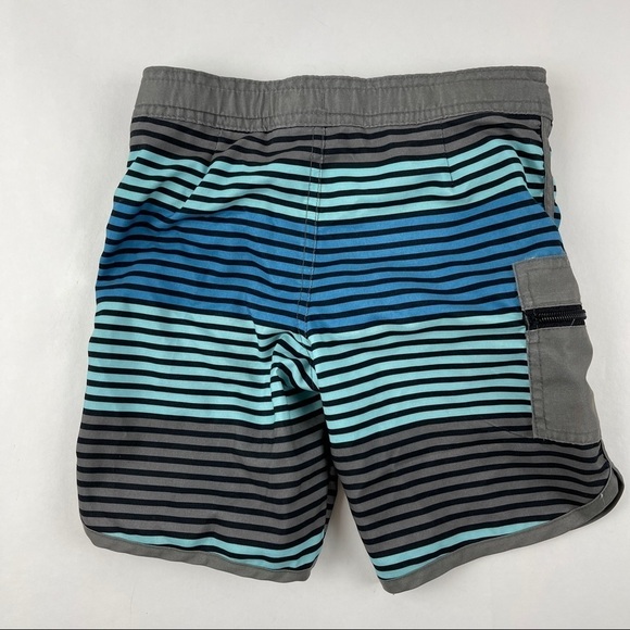 Art Class Swim Trunks Boys Small Gray Blue Striped Pocket Zipper - Picture 8 of 8